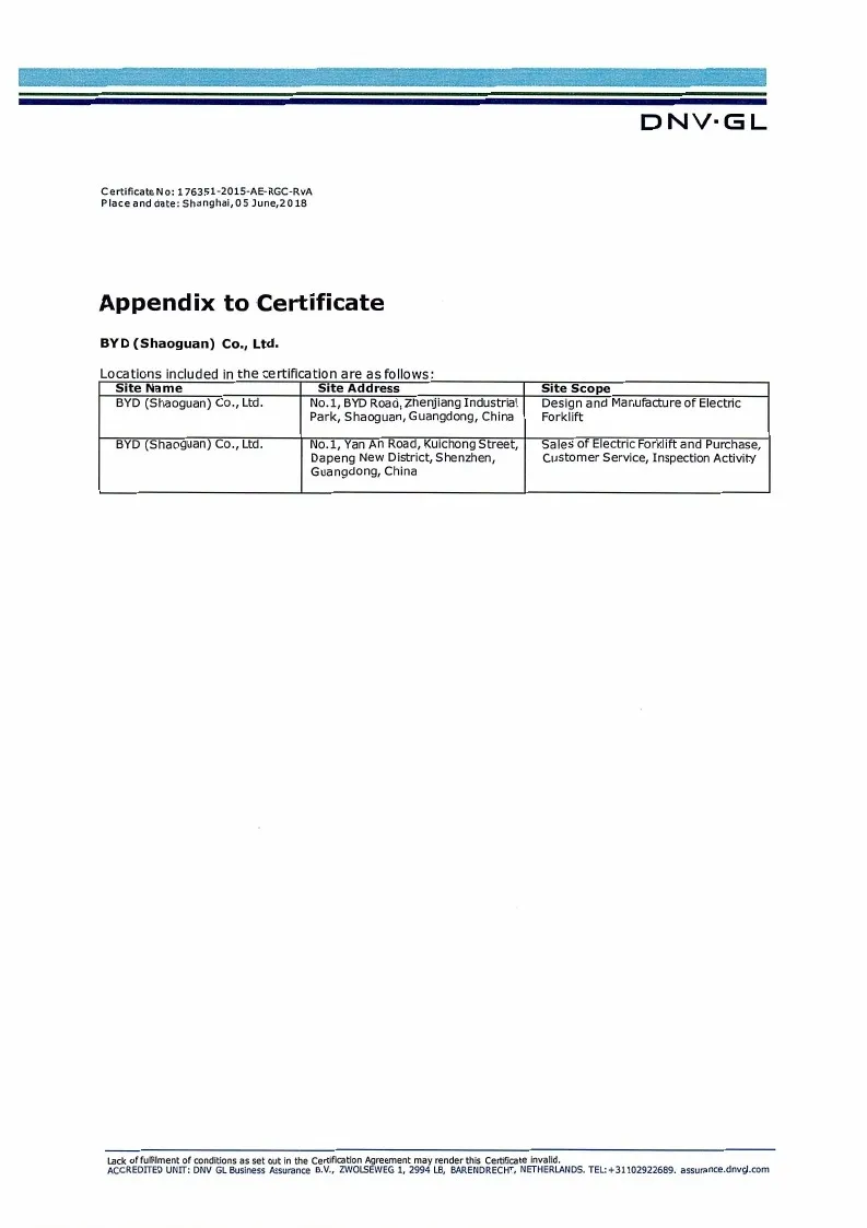 Сертификат системы менеджмента качества - ISO14001: 2015 (английский)